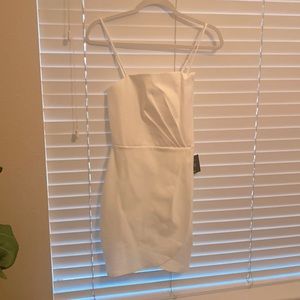 lulus White Wrap Dress with Pleated Bodice